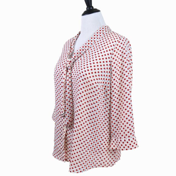 Modcloth Size 1X Pleasant Confidence Blouse Polka Dot Red Blue - Picture 1 of 11